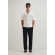 White Embroidery Cuban Collar Cotton Shirt