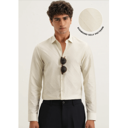 Off White Diamond Self Pattern Shirt