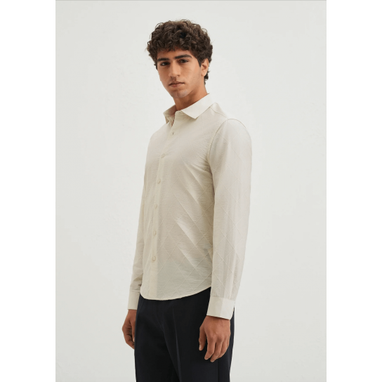 Off White Diamond Self Pattern Shirt Off White Diamond Self Pattern Shirt