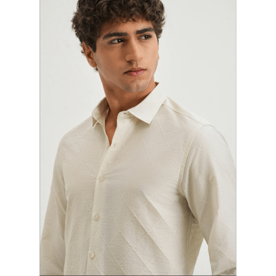 Off White Diamond Self Pattern Shirt Off White Diamond Self Pattern Shirt