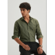 Olive Green Diamond Self Pattern Shirt