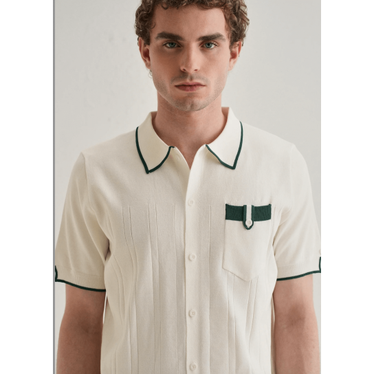 White Knitted Notch Sleeve Shirt White Knitted Notch Sleeve Shirt