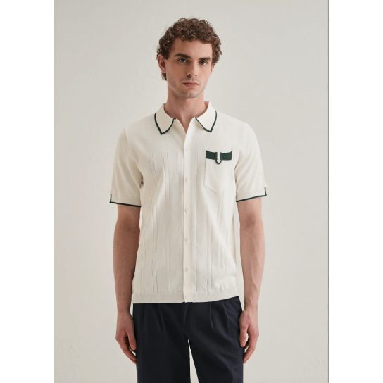 White Knitted Notch Sleeve Shirt White Knitted Notch Sleeve Shirt