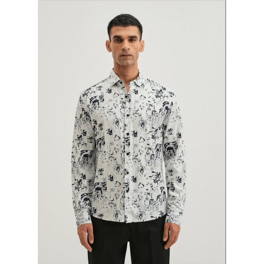 Pearl White Abstract Printed Shirt Pearl White Abstract Printed Shirt