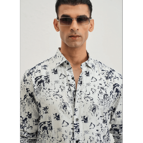 Pearl White Abstract Printed Shirt Pearl White Abstract Printed Shirt