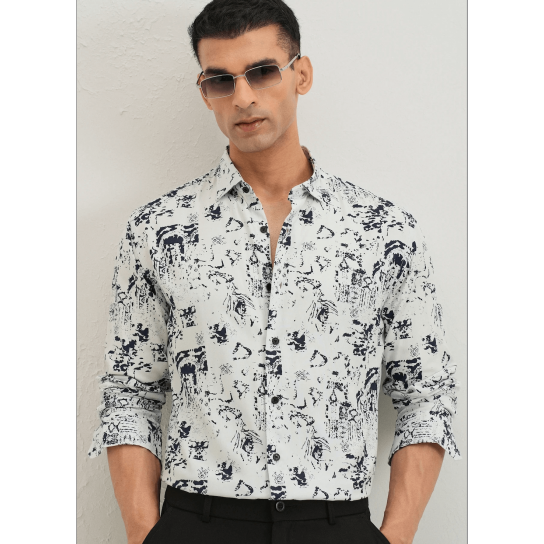 Pearl White Abstract Printed Shirt Pearl White Abstract Printed Shirt
