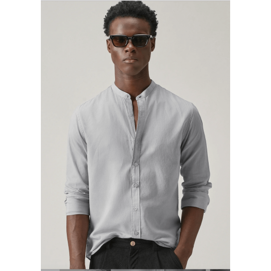 Light Grey Plain Cotton Shirt