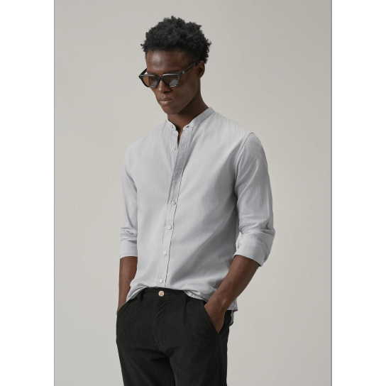 Light Grey Plain Cotton Shirt