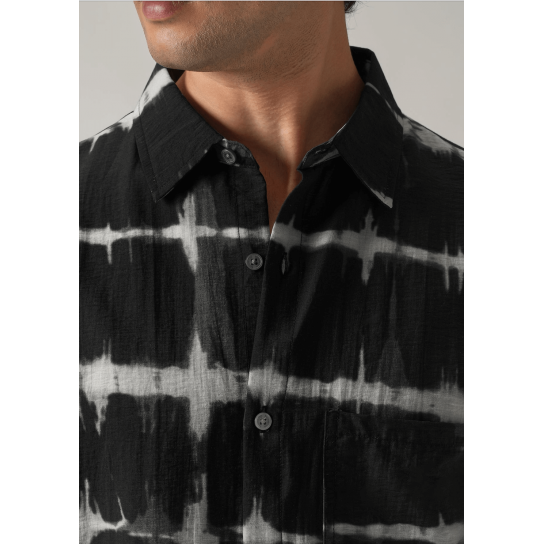 Black Boxy Fit Tie-Dye Printed Shirt Black Boxy Fit Tie-Dye Printed Shirt