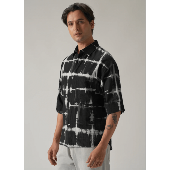 Black Boxy Fit Tie-Dye Printed Shirt Black Boxy Fit Tie-Dye Printed Shirt