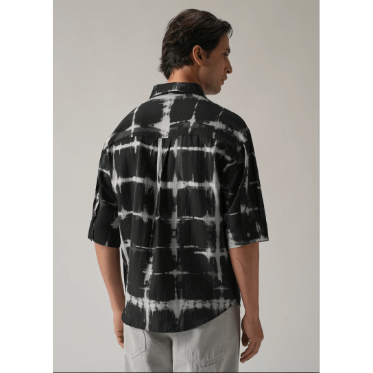 Black Boxy Fit Tie-Dye Printed Shirt Black Boxy Fit Tie-Dye Printed Shirt