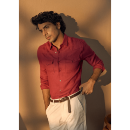Rouge Pink Double Pocket 100% Pure Irish Linen Shirt