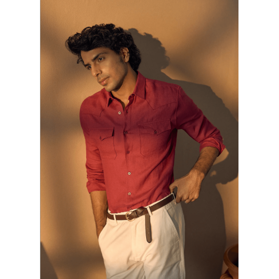 Rouge Pink Double Pocket 100% Pure Irish Linen Shirt