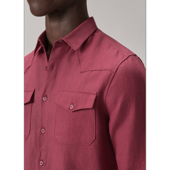 Rouge Pink Double Pocket 100% Pure Irish Linen Shirt Rouge Pink Double Pocket 100% Pure Irish Linen Shirt