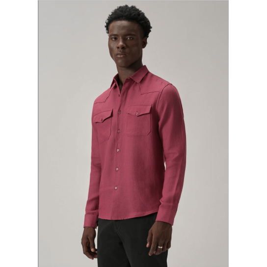 Rouge Pink Double Pocket 100% Pure Irish Linen Shirt Rouge Pink Double Pocket 100% Pure Irish Linen Shirt