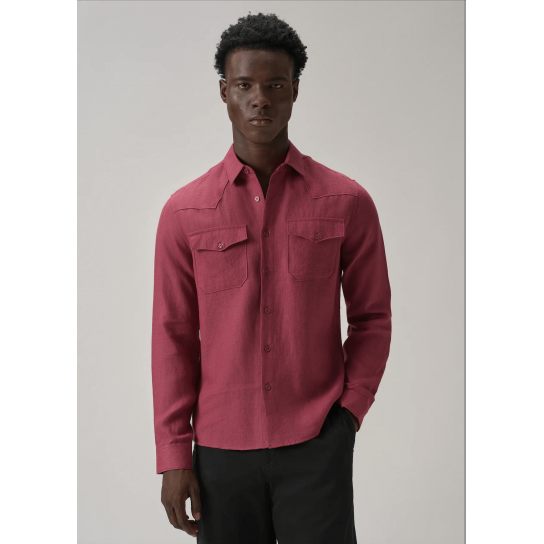Rouge Pink Double Pocket 100% Pure Irish Linen Shirt Rouge Pink Double Pocket 100% Pure Irish Linen Shirt