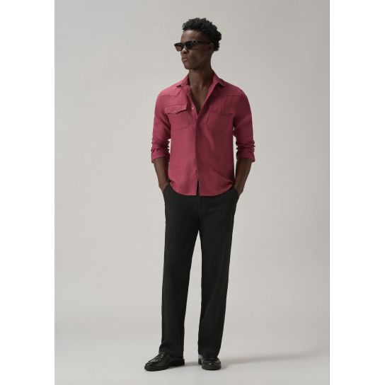 Rouge Pink Double Pocket 100% Pure Irish Linen Shirt Rouge Pink Double Pocket 100% Pure Irish Linen Shirt