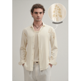 Cream Motif Embroidery Shirt