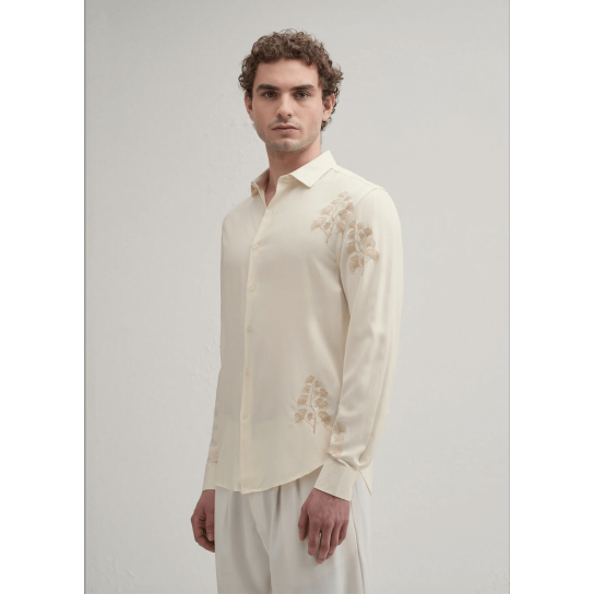 Cream Motif Embroidery Shirt Cream Motif Embroidery Shirt