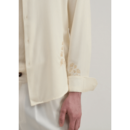 Cream Motif Embroidery Shirt