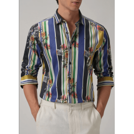 Blossom Full Sleeve Striped Printed Shirt