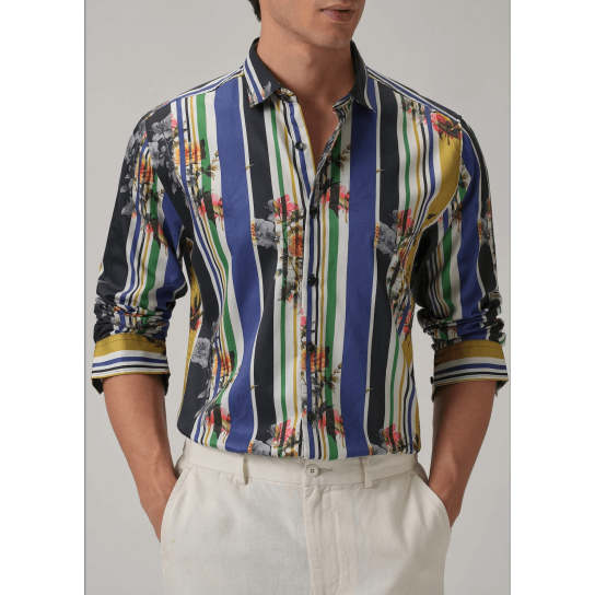 Blossom Full Sleeve Striped Printed Shirt Blossom Full Sleeve Striped Printed Shirt