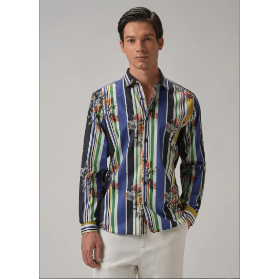 Blossom Full Sleeve Striped Printed Shirt Blossom Full Sleeve Striped Printed Shirt