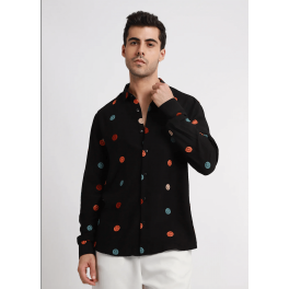 Black Florescent Embroidered Shirt