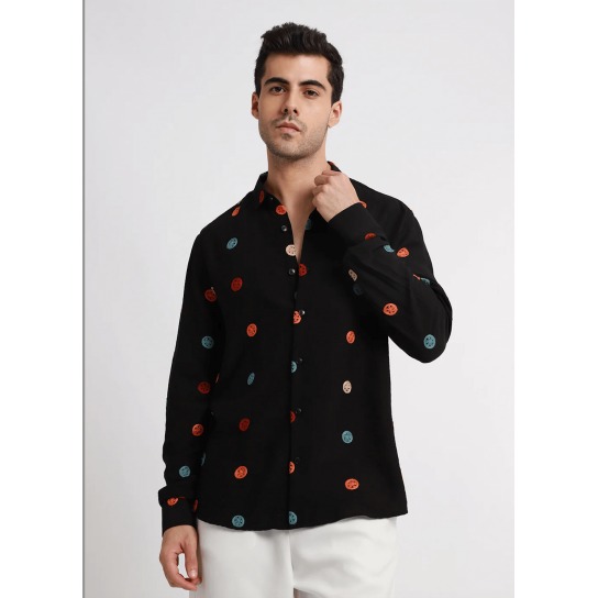 Black Florescent Embroidered Shirt Black Florescent Embroidered Shirt