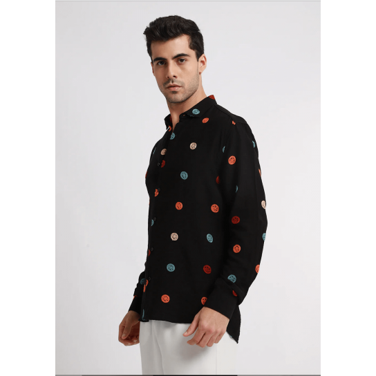 Black Florescent Embroidered Shirt Black Florescent Embroidered Shirt