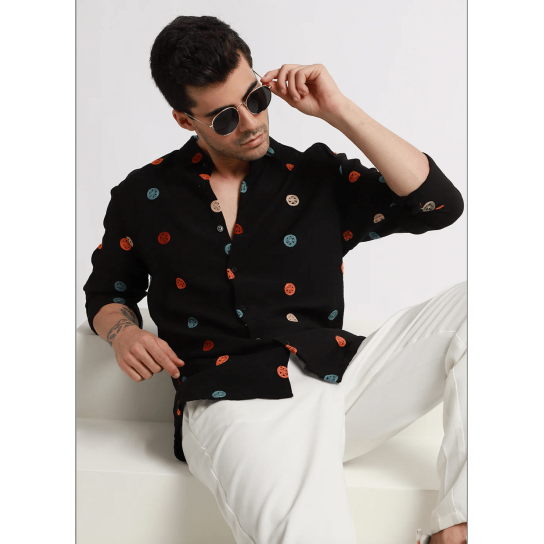 Black Florescent Embroidered Shirt Black Florescent Embroidered Shirt