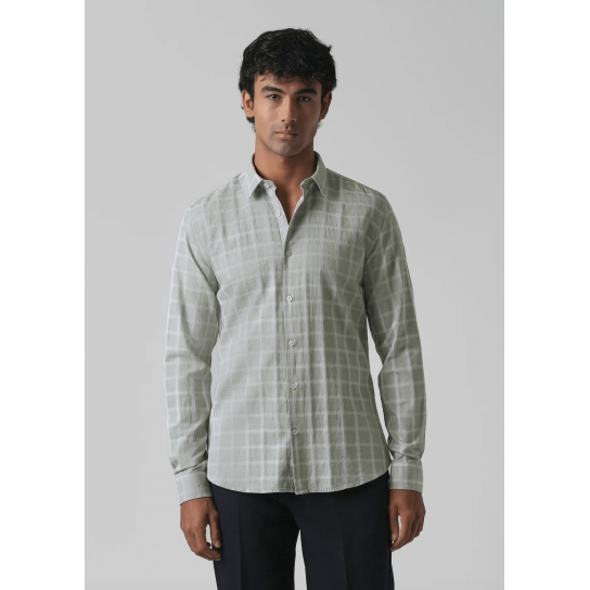 Light Green Cotton Check Shirt Light Green Cotton Check Shirt
